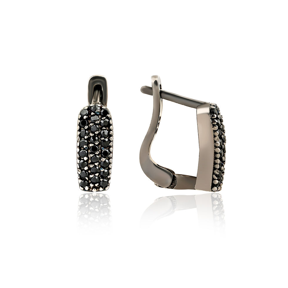Eclat Noir Earrings with black stones in a pavé setting
