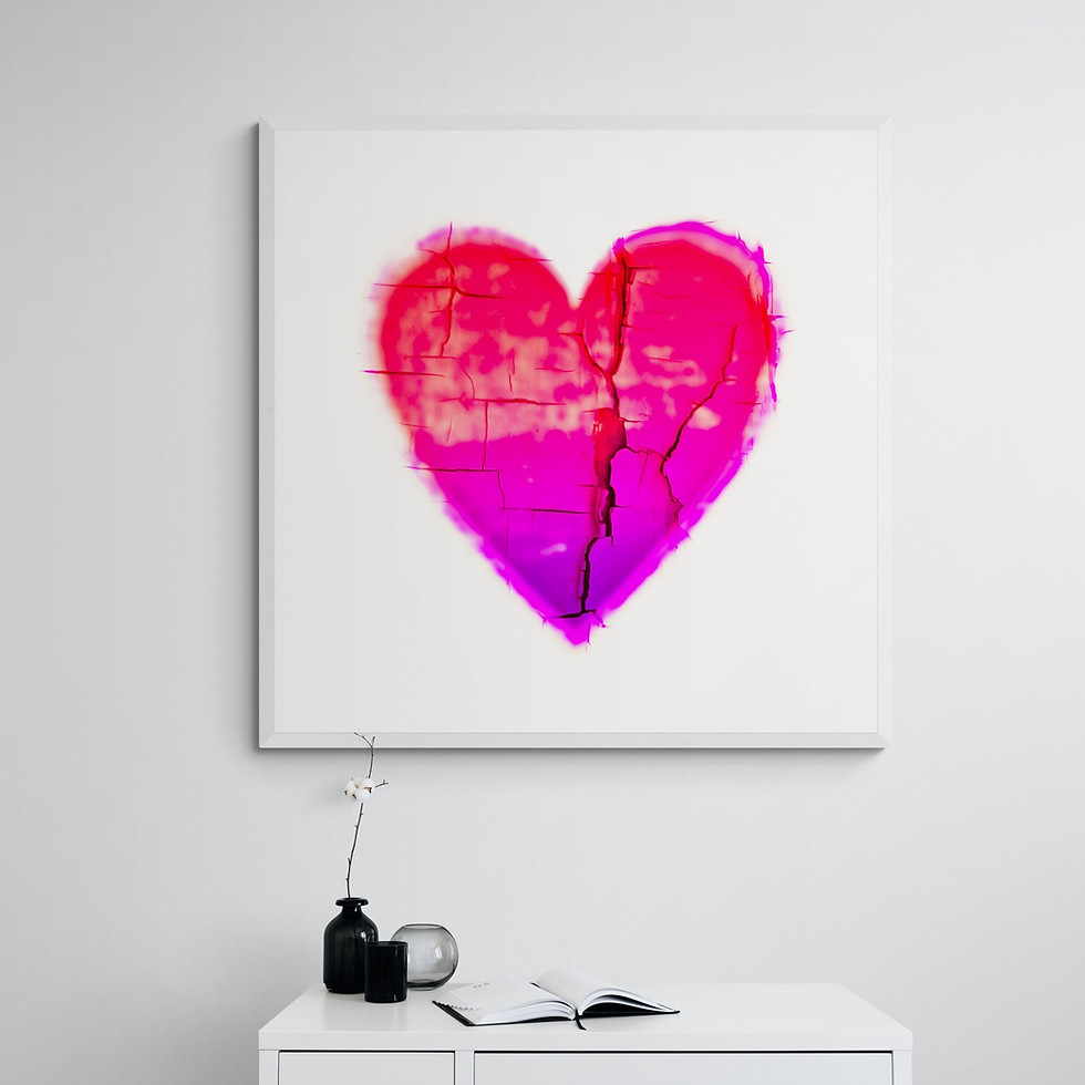 contemporary-love-heart-art-collection-wall-art-pink-red-peeling-paint-deborah-pendell