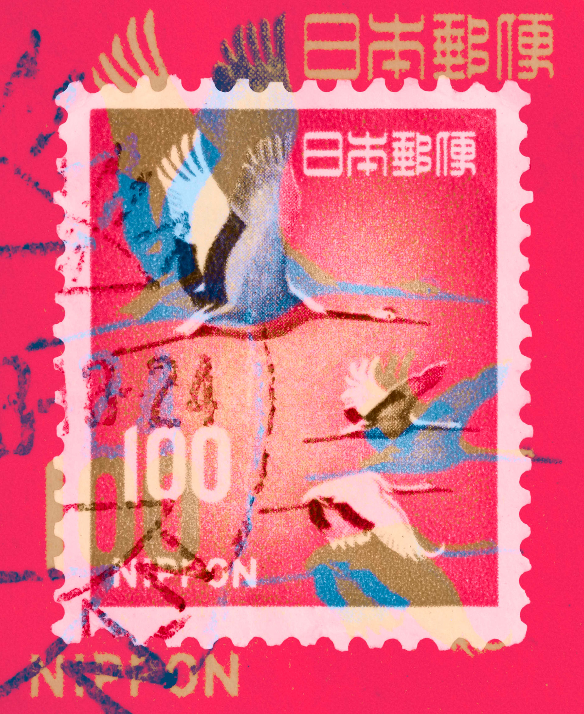 japanese-contemporary-bird-art-crane-japan-pink-deborah-pendell