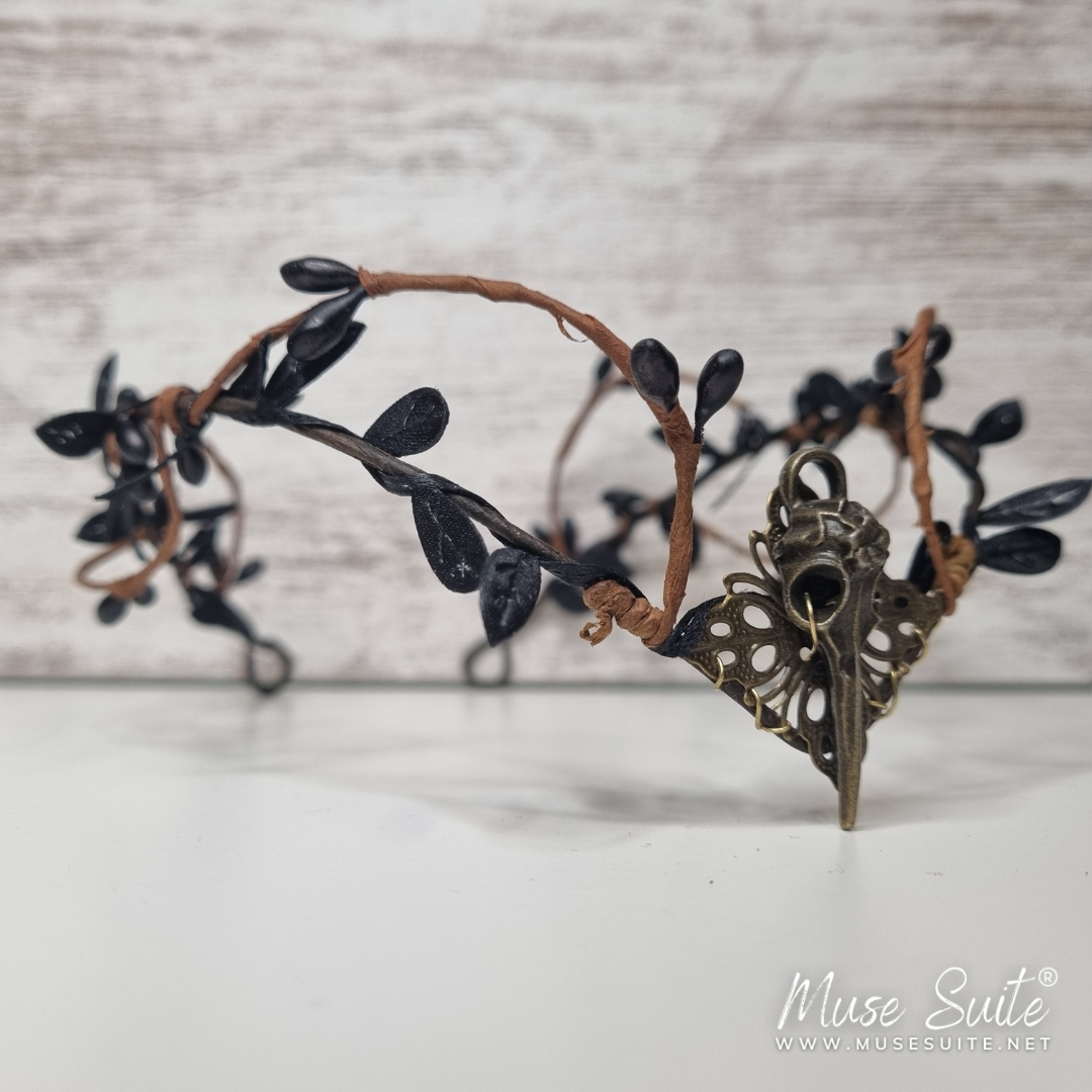 Tiara Munin - Black Crow Skull Crown - Norse Spectrum Line