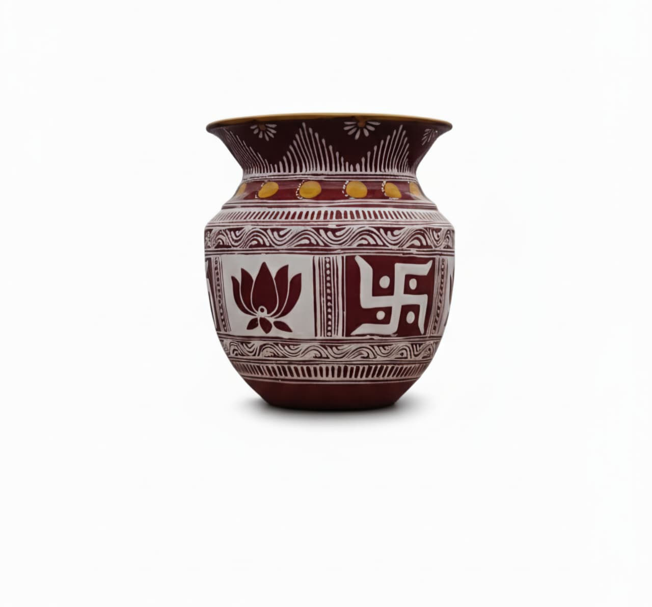 Kumaoni Aipan Pure Copper Kalash ā Hand-painted