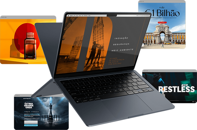 imagem de um computador com mockups de projetos