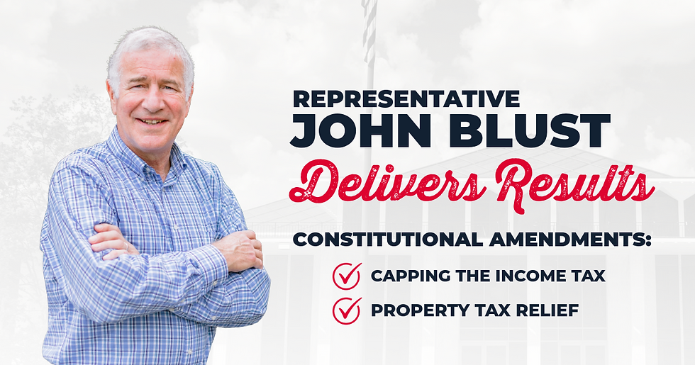 John Blust is leading the effort to provide meaningful income and property tax relief for hardworking North Carolinians.
