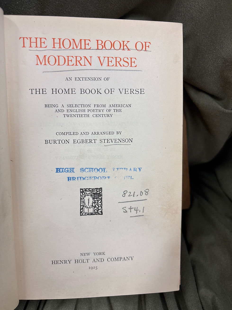 Thumbnail: Home Book of Modern Verse by Berten Egbert Stevenson (HC) *POE*
