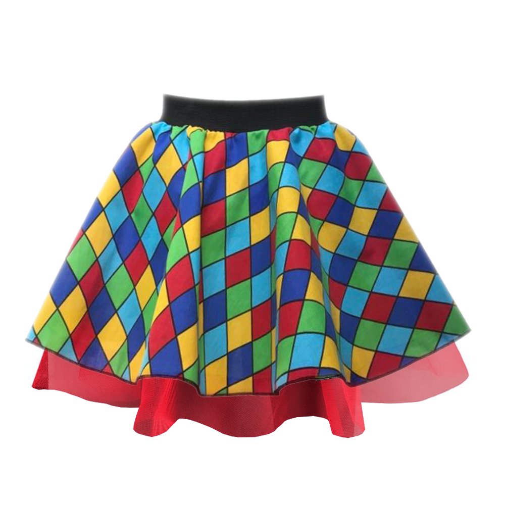 IC251 Rainbow Check Clown Skirt