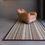 Thumbnail: Fabulous Opal Wool Rug with Leather Aubergine Border