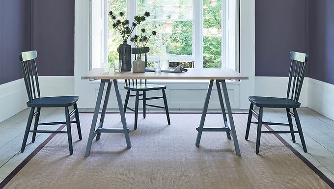 Harmony Herringbone Warm Grey Sisal Rug with Linen Gunmetal Border