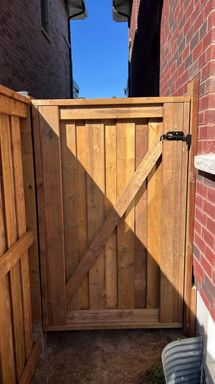 New wooden gate with diagonal brace