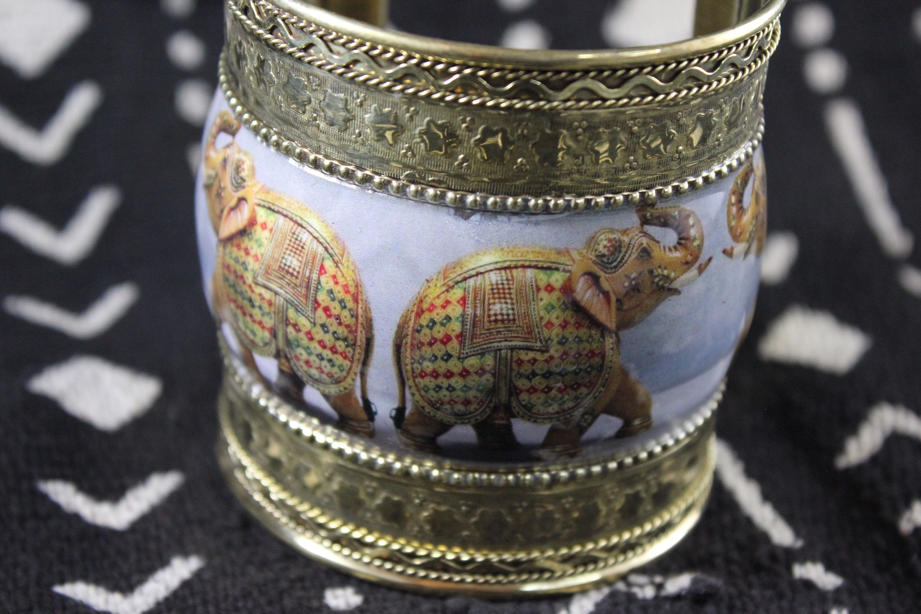 Trumpeting Elephant Brass Cuff Bracelet