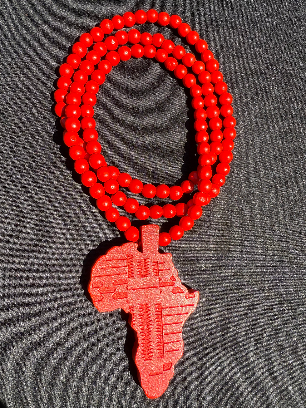 Thumbnail: Africa Medallion Wood Bead Necklace