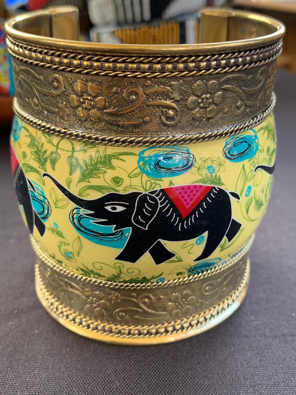Thumbnail: Trumpeting Elephant Brass Cuff Bracelet