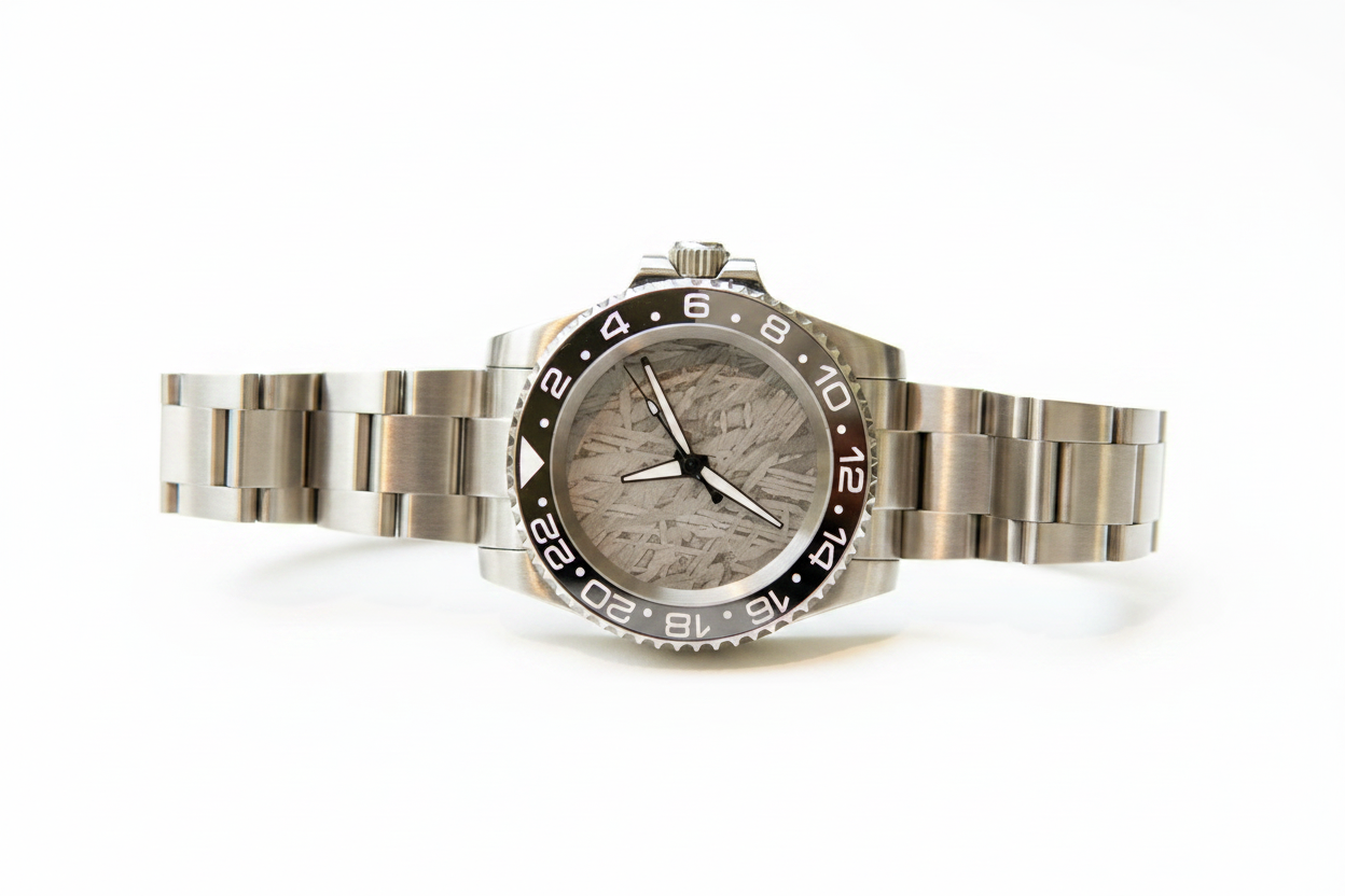 Solaris automatic watch with stainless-steel case and meteorite dial