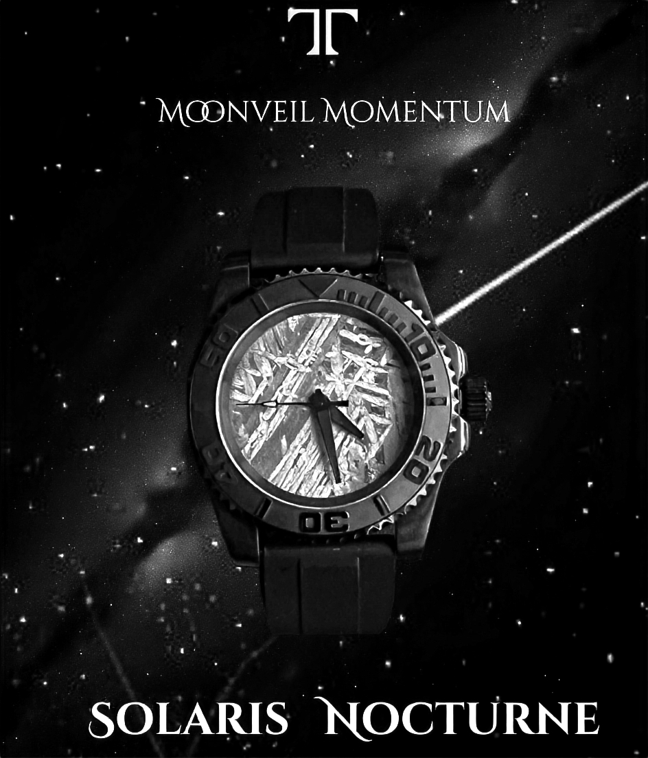 Solaris Nocturne automatic watch with black case and meteorite dial