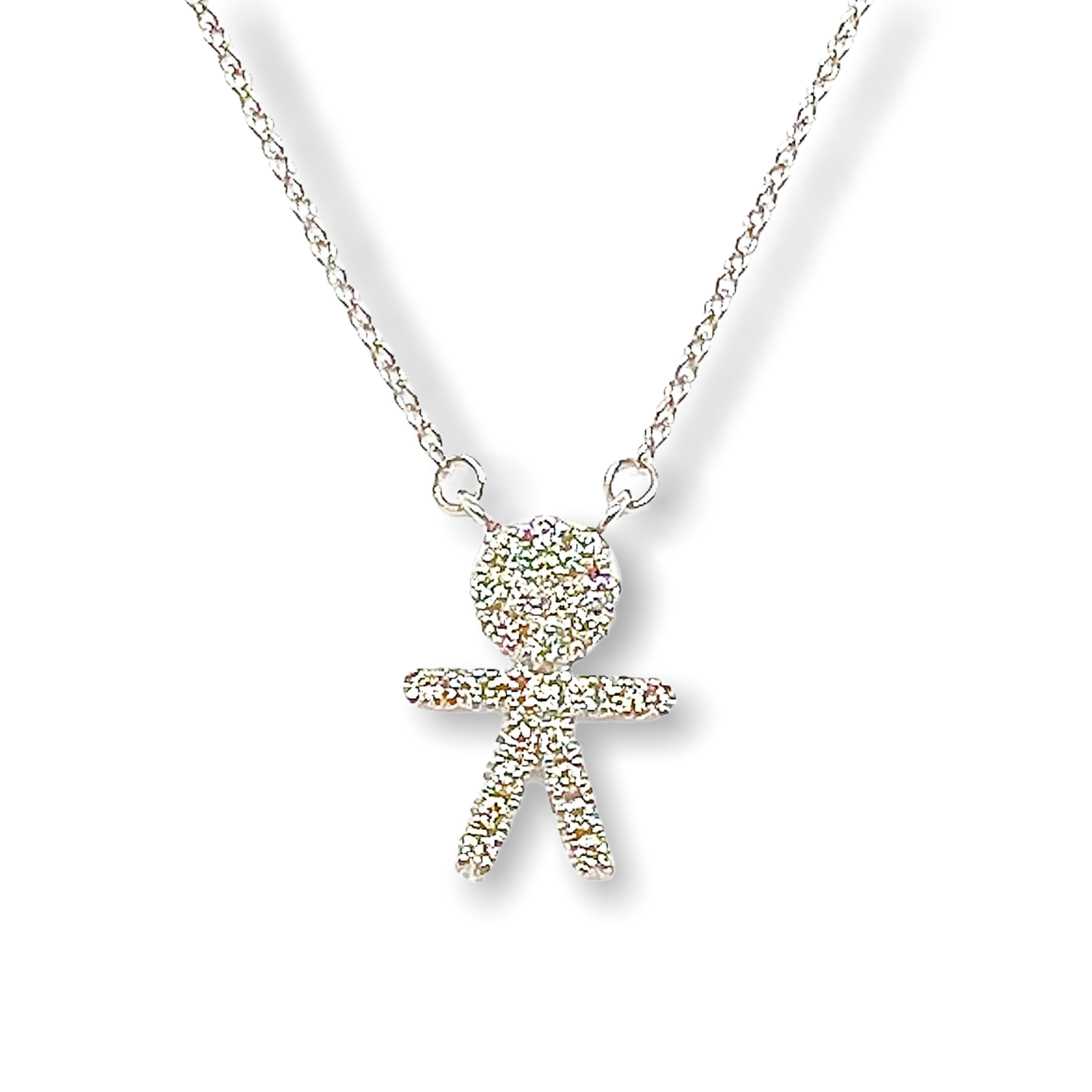 14k White Gold Diamond Child Pendant