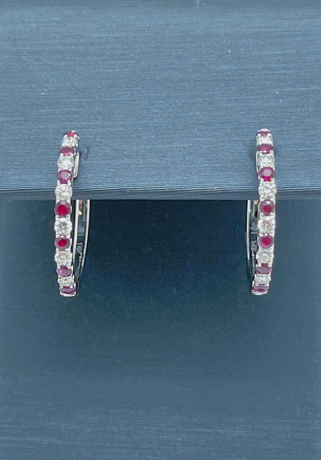 14kw .52ctw Ruby And Diamond Hoop Earrings
