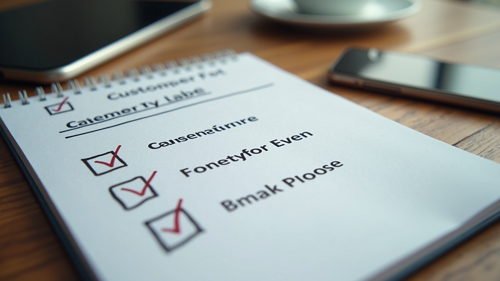 Eye-level view of a notepad with notes for customer support