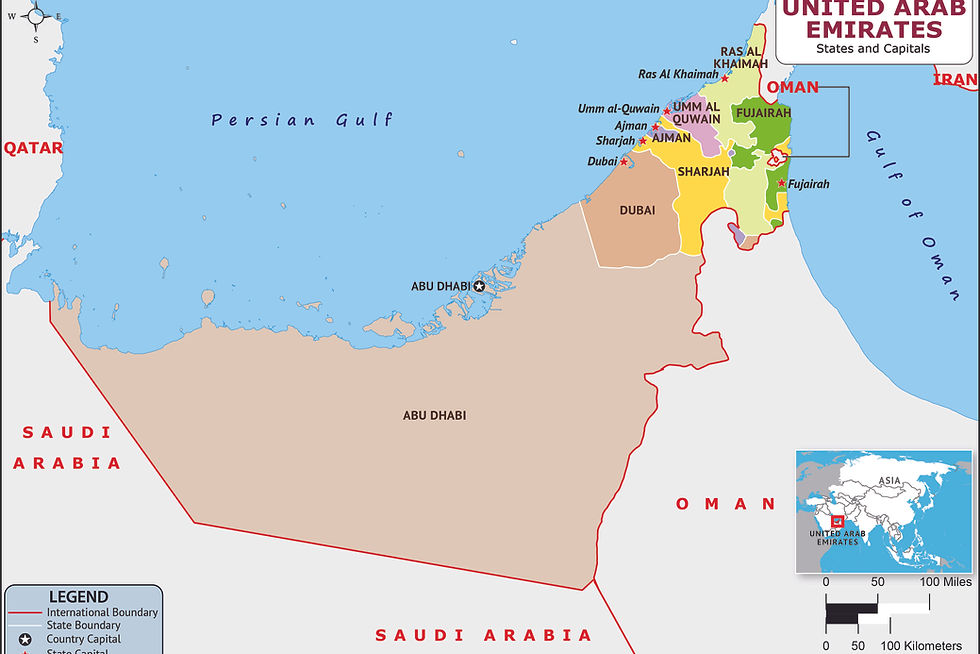 Uae Region Map States Of UAE (United Arab Emirates) / UAE Map / UAE