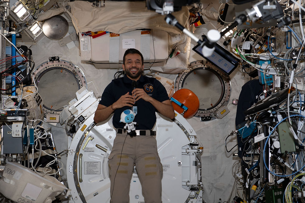 Iss069e056189 (Aug 10, 2023) --- UAE (United Arab Emirates) astronaut and Expedition 69 Flight Engineer Sultan Alneyadi is pictured in the International Space Station's Kibo laboratory module during a