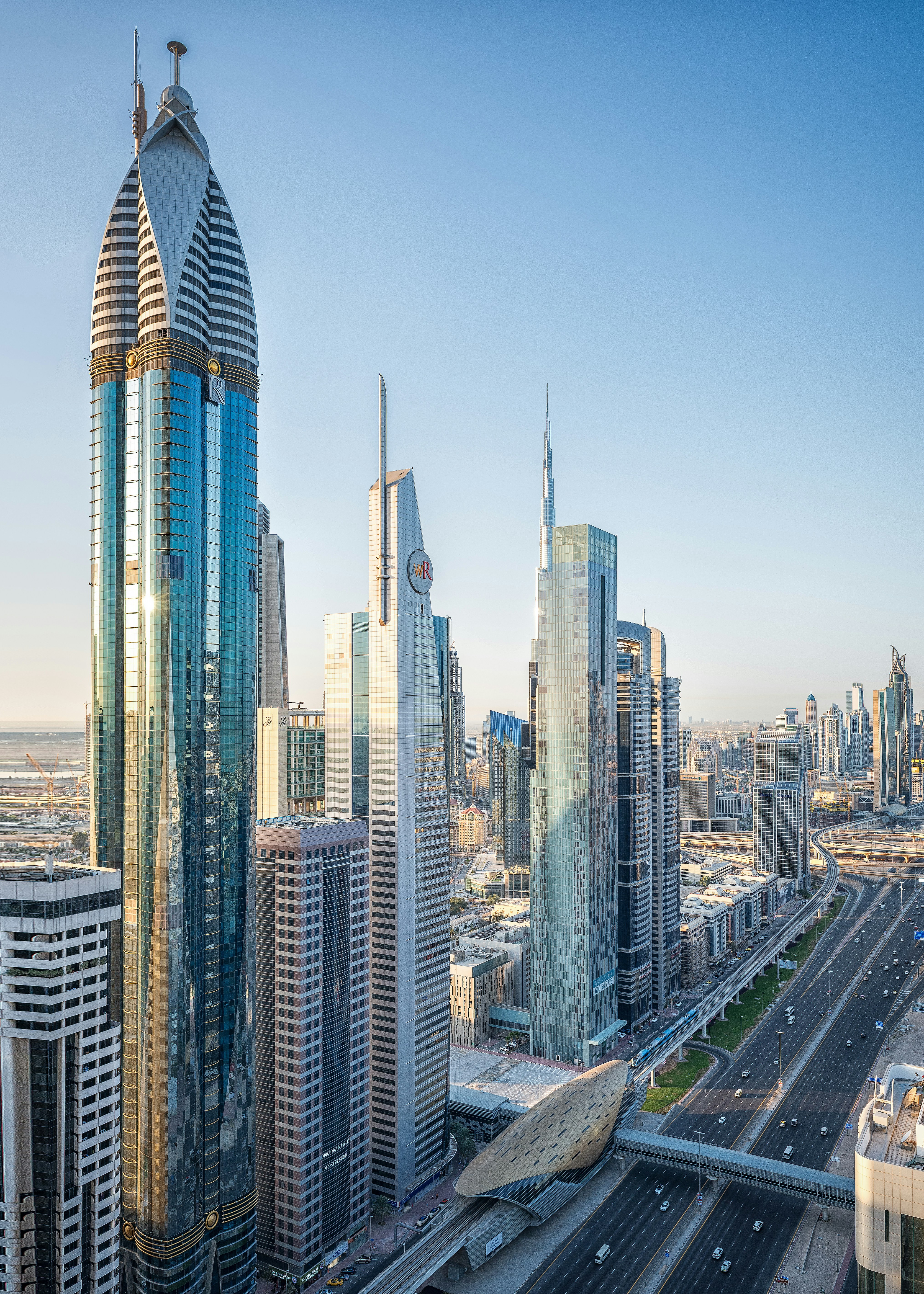 Sheikh Zayed Road Dubai skyscrapers financial district