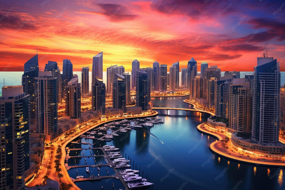 Premium AI Image | Dubai Marina at sunset in Dubai UAE Dubai was the ...