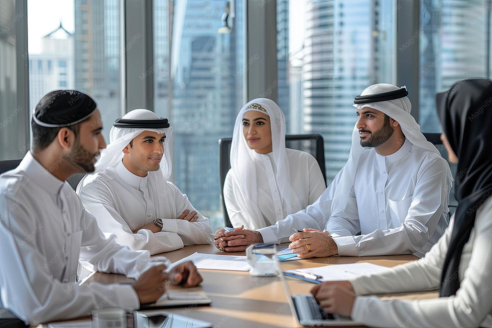 Business Meeting in Dubai Emirati Professionals Collaborating | Premium ...