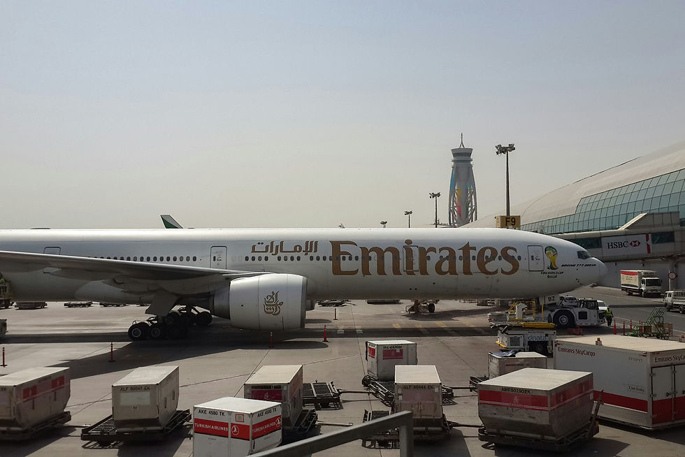 Emirates Boeing 777 in Park Position at Dubai International Airport, Dubai, United Arab Emirates