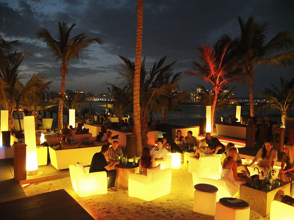 A Dubai beach with the skyline behind