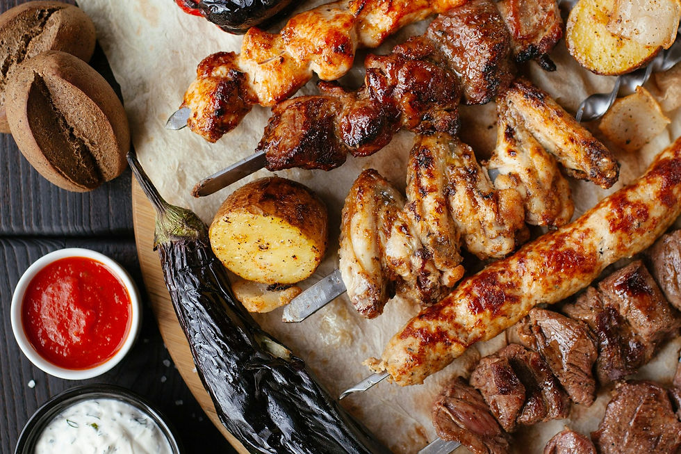 Middle Eastern mixed grill platter with mezze