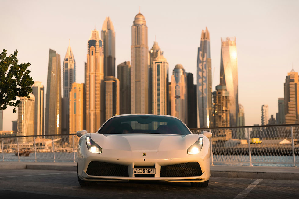 Ferrari 488 Spider by the docks at the Palm in Dubai