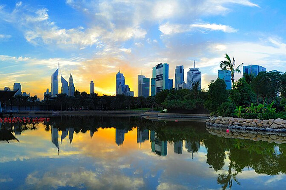 Dubai skyline from Zabeel Park — UAE workplace context for June 2026 WPS payroll rules. Photo via Wikimedia Commons.