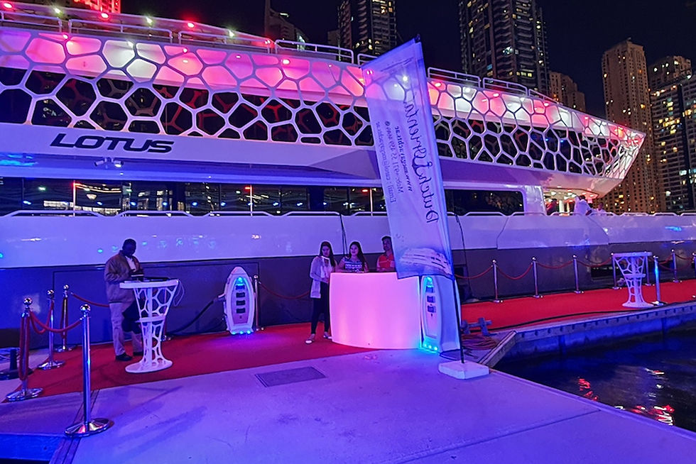 Lotus Mega Yacht Upper Deck VIP New Year Party Dubai Marina 2025