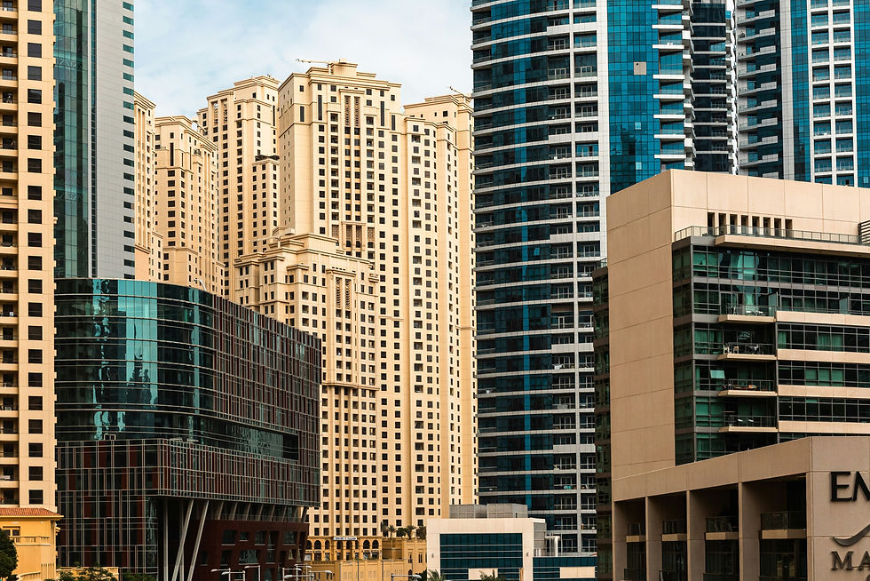blue-yellow skyscrapers in dubai