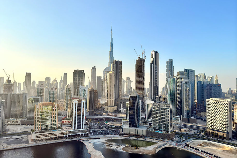 Dubai skyline with the Burj Khalifa — world's tallest building — surrounded by residential towers