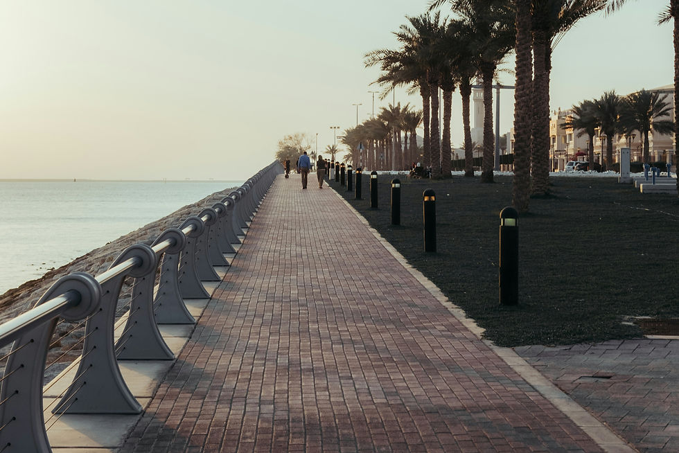 Wandering in Abu Dhabi's corniche during sunset.