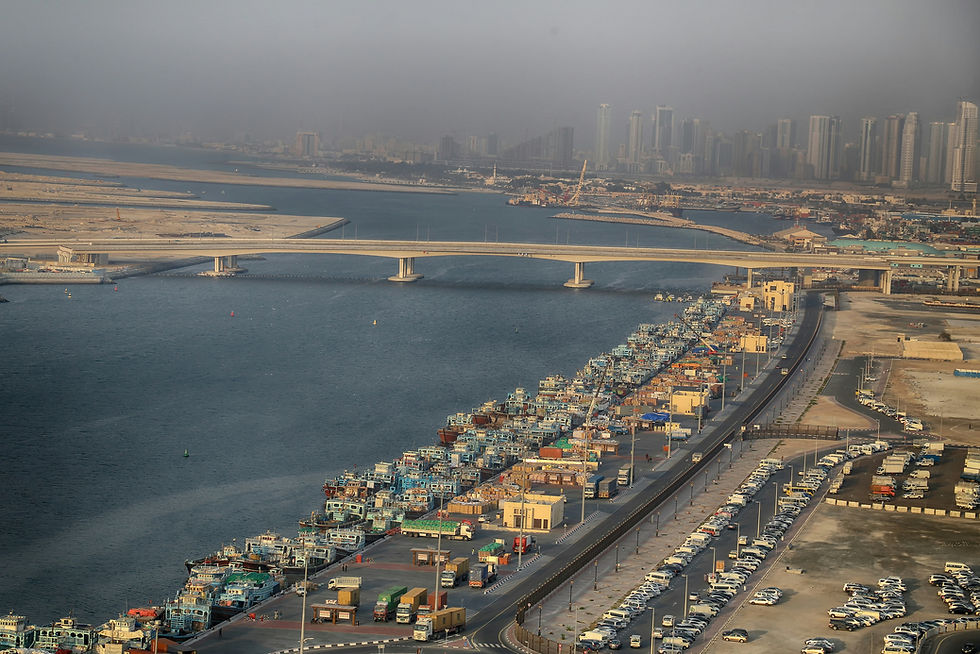View on Deira Island under construction, Dubai Creek & Sharjah on the horizon.