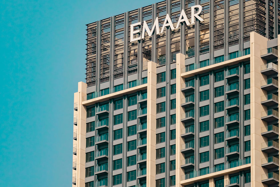 a tall building with the word emaar written on it