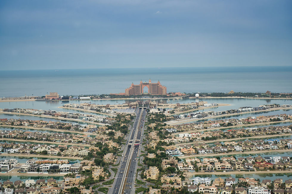 View of the Palm Jumeirah seen from the AURA SKYPOOL