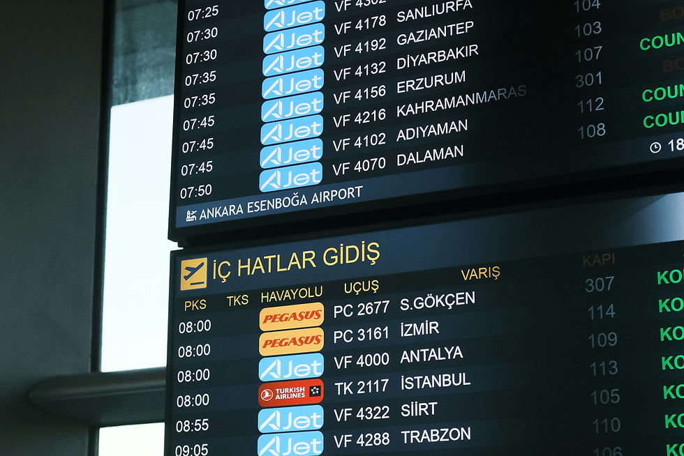 Airport boarding information screen