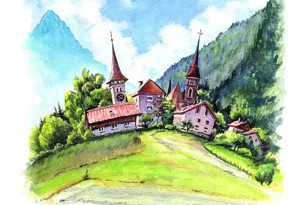 watercolor-interlaken-switzerland-sketch-swiss-town-229159529.webp
