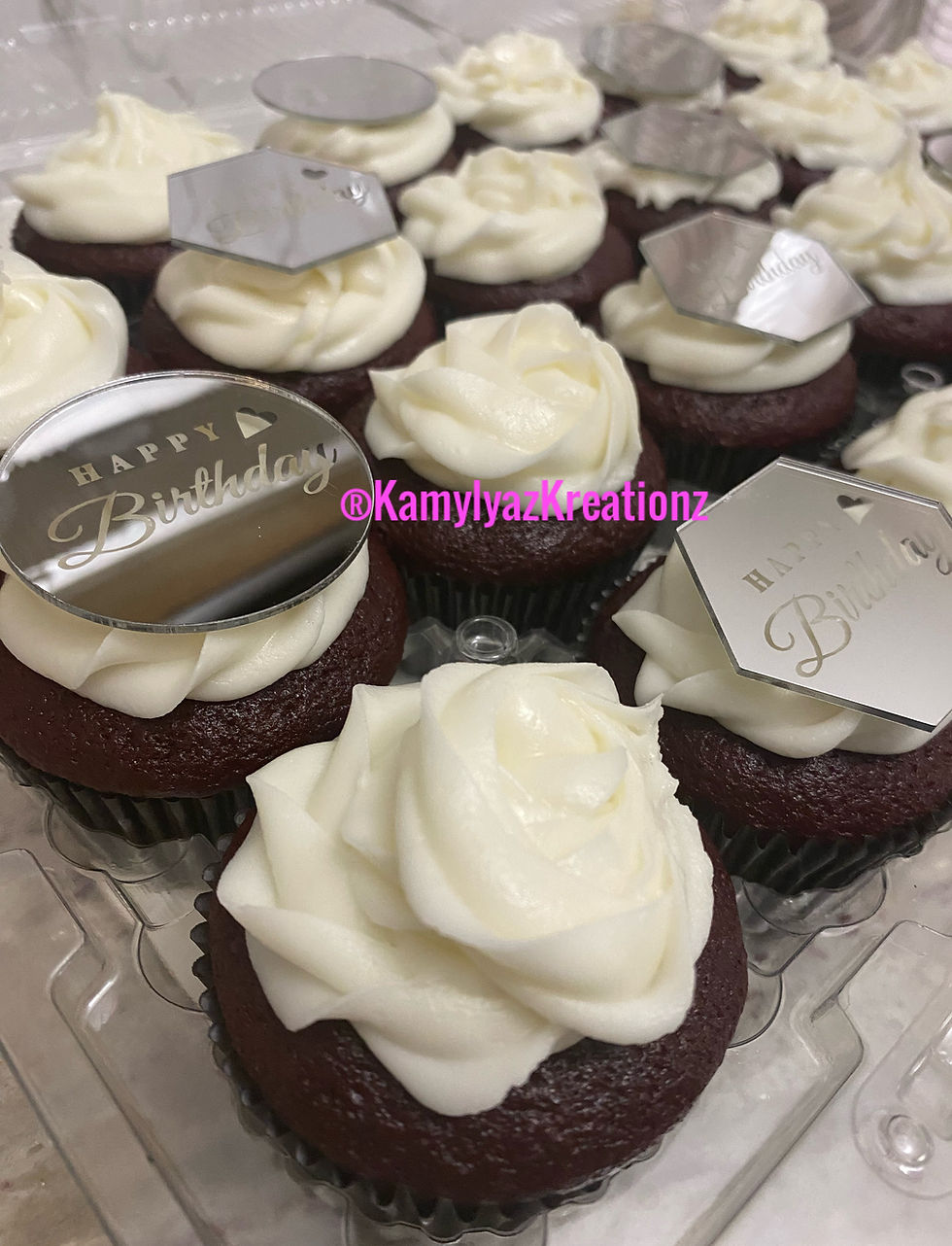 Thumbnail: 12ct Cupcakes with acrylic decor toppins (Buttercream or Whipped Icing) 
