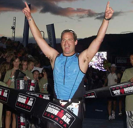 Neal finishing Ironman Canada 2007