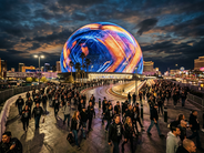 The Sphere in Las Vegas and Metallica fans are in the picture