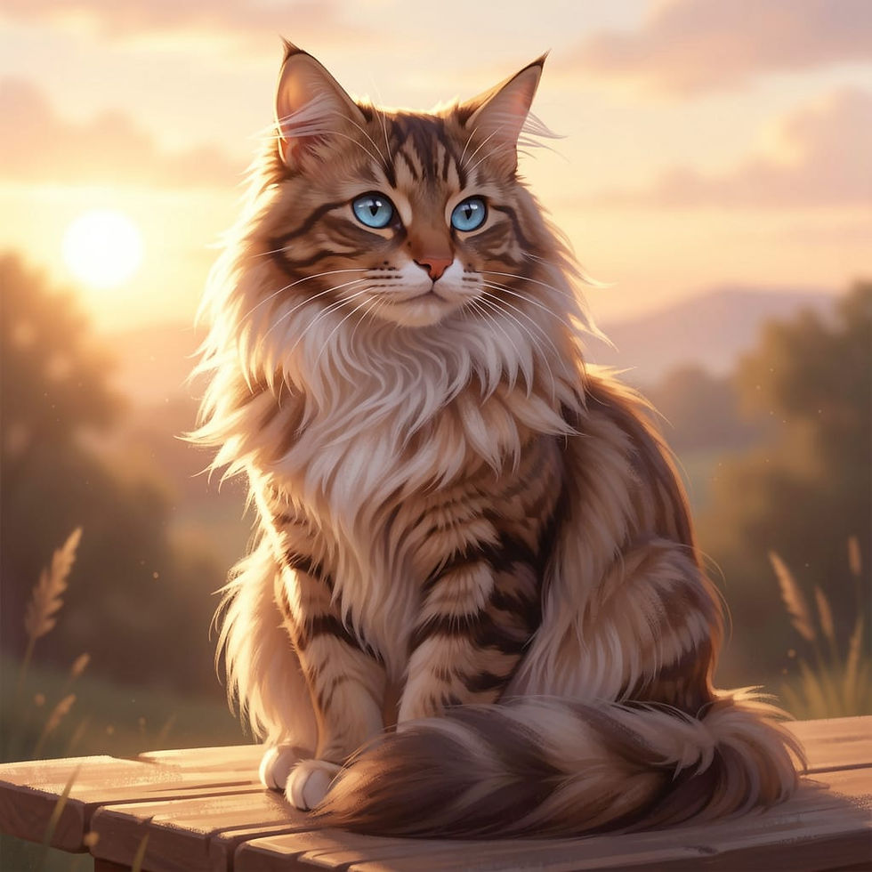 A beautiful long-haired cat with blue eyes and soft fur is in the picture