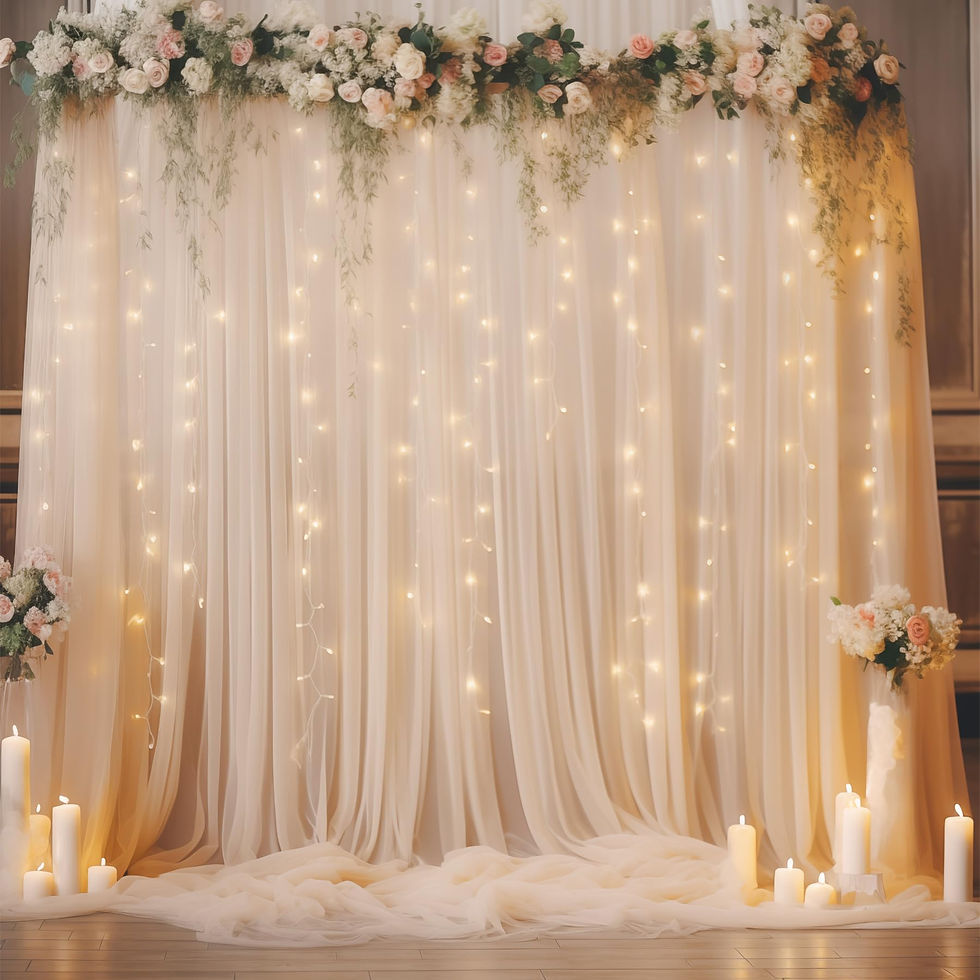 Thumbnail: Shillance 30ft x 10ft Champagne Tulle Backdrop Curtain with Lights String for...