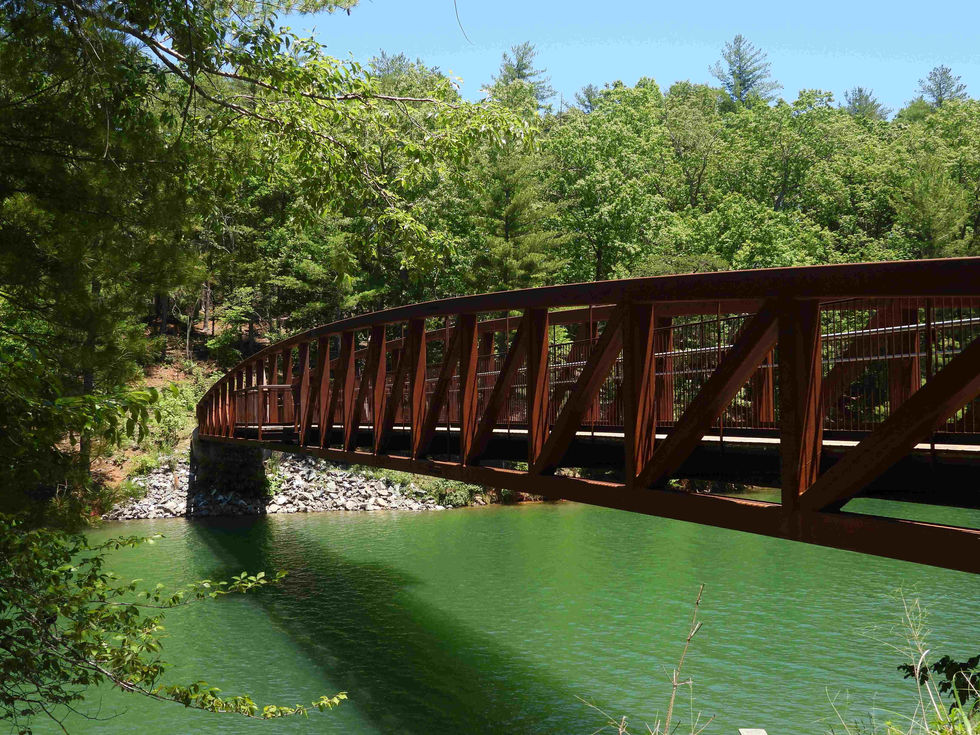 This bridge is located in the Paddy's Creek area of Lake James State Park on the Fonta Flora Trail
