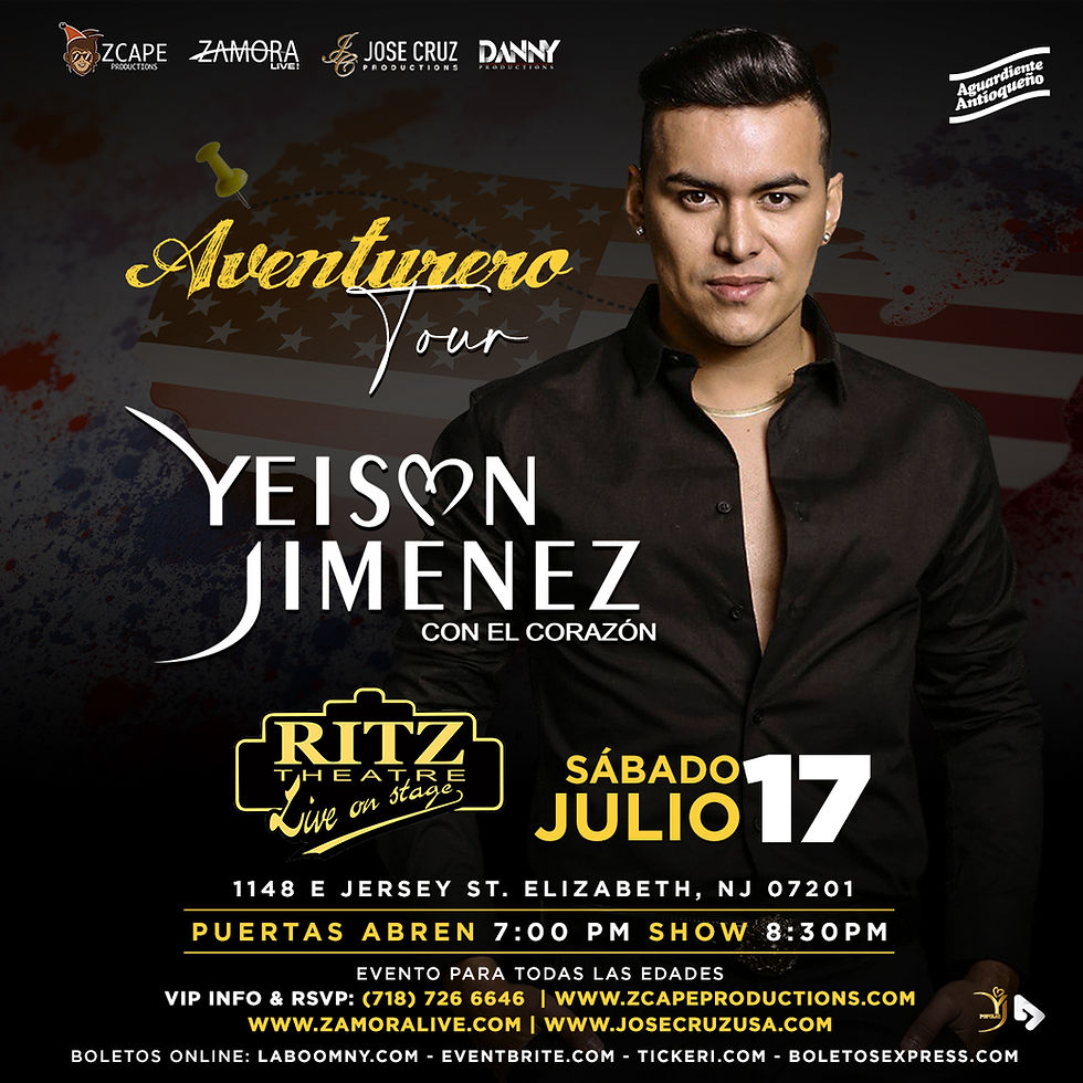 YEISON JIMÉNEZ "AVENTURERO TOUR" ELIZABETH, NJ