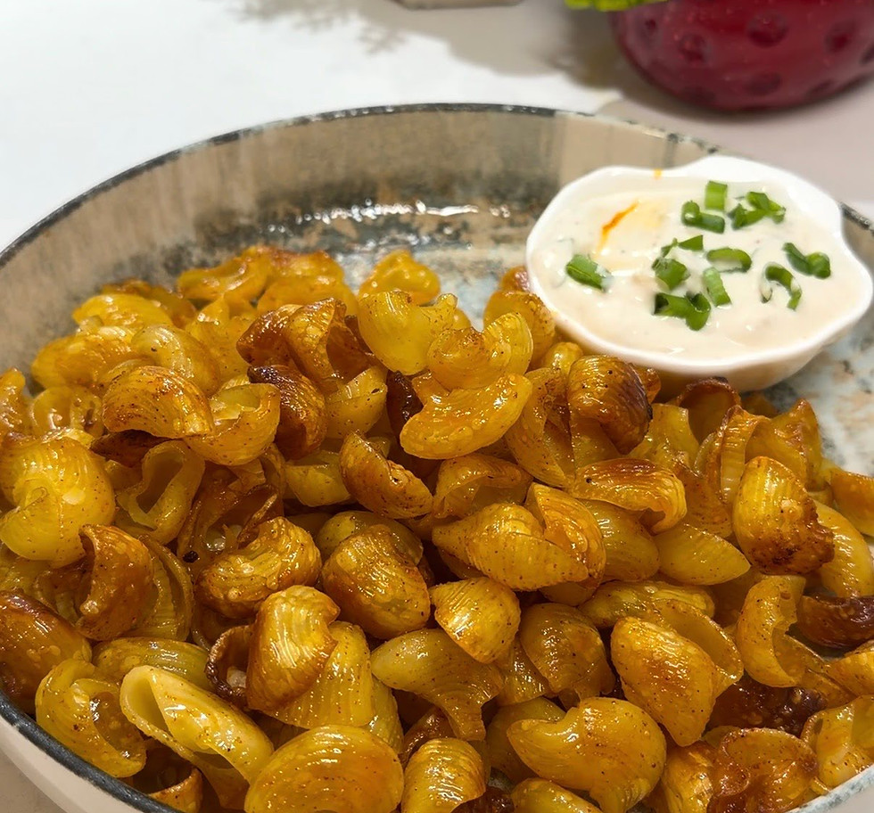 crispy baked pasta chips with seasoning