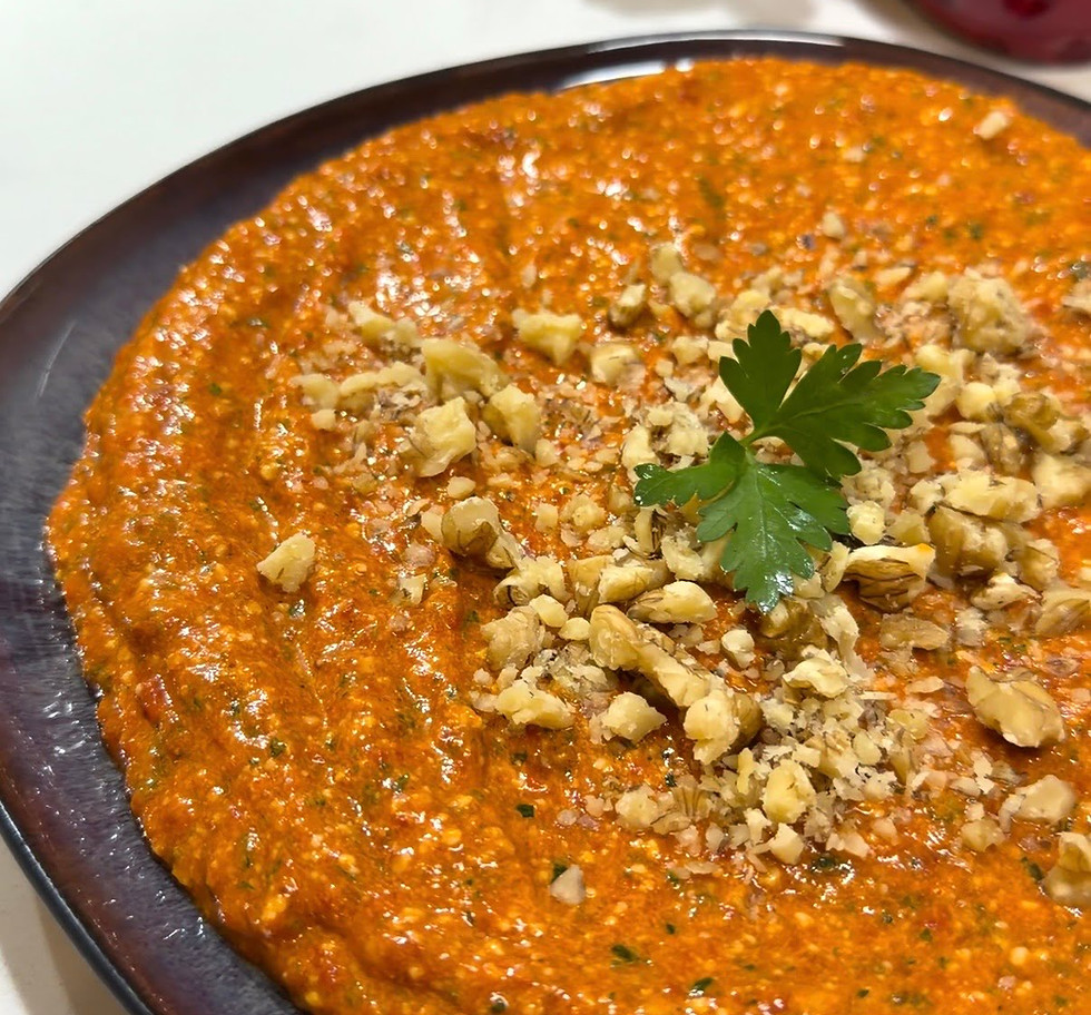 roasted red pepper feta dip with garlic and herbs