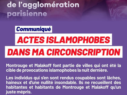 Actes islamophobes à Montrouge et Malakoff 