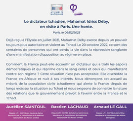 Mahamat Déby en visite à paris : une honte !